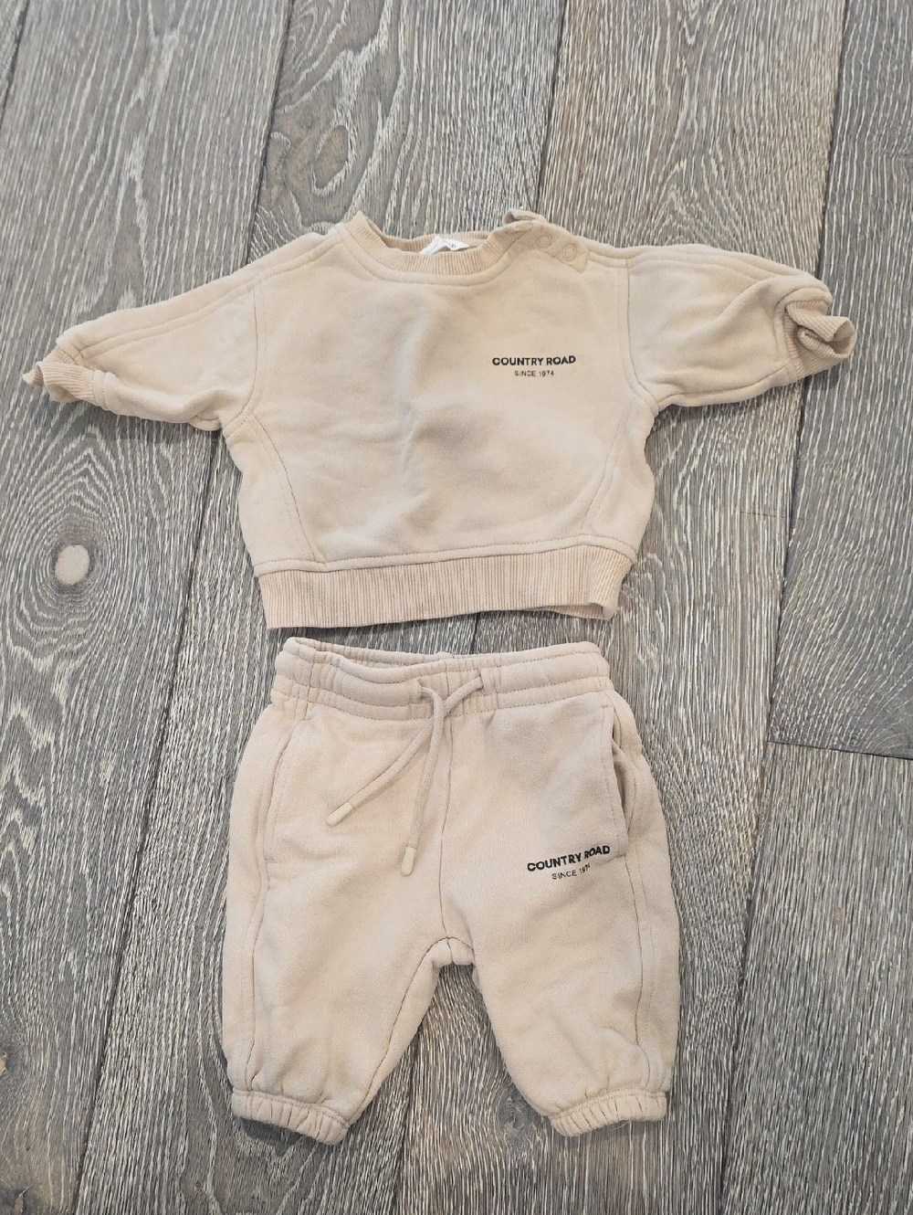 Country Road Beige Sweatshirt & Joggers Set | 0-3M